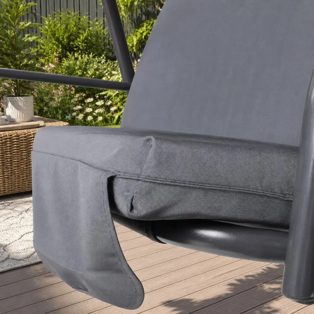 Outdoor Swing Chair 3 Seater Garden Bench Furniture Canopy Grey