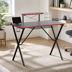 Practical Two-Tier Gaming Desk with Storage Options