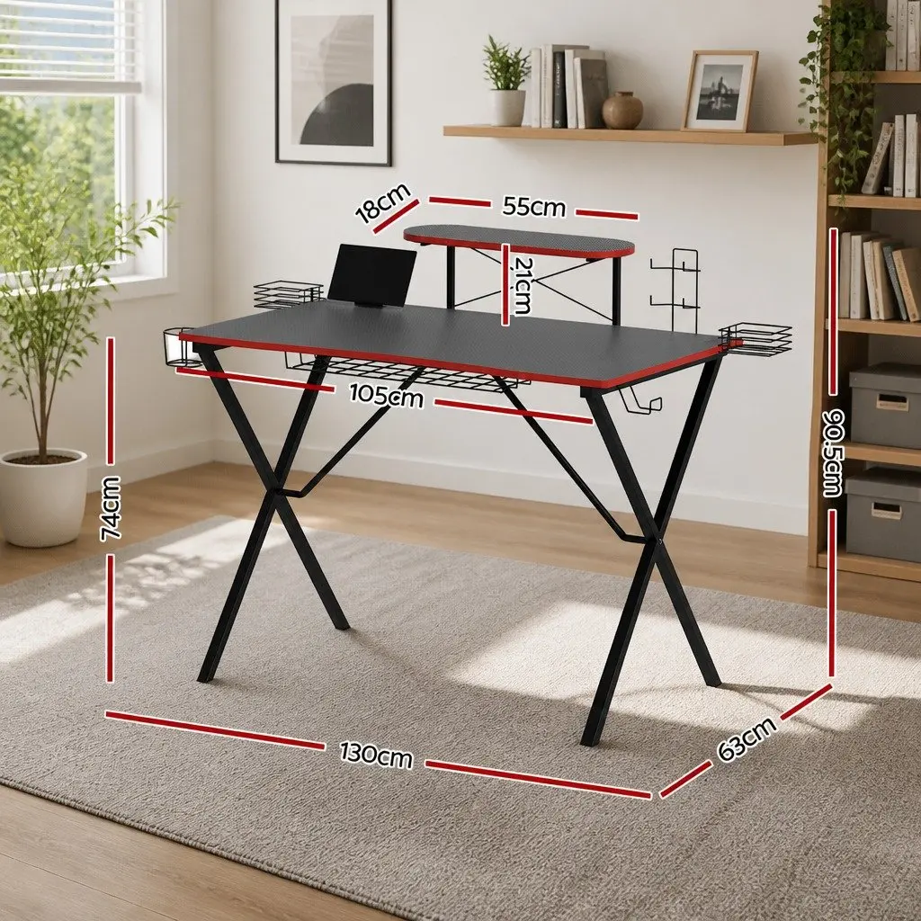 Two-Tier Gaming Desk with Storage Options