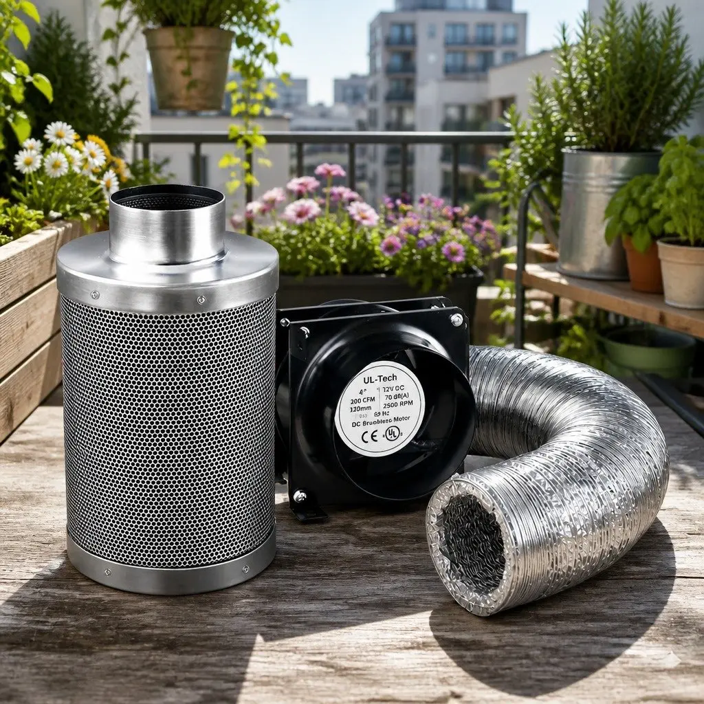 4" Hydroponics Grow Tent Ventilation Kit Fan Carbon Filter Duct Indoor Plant Silver
