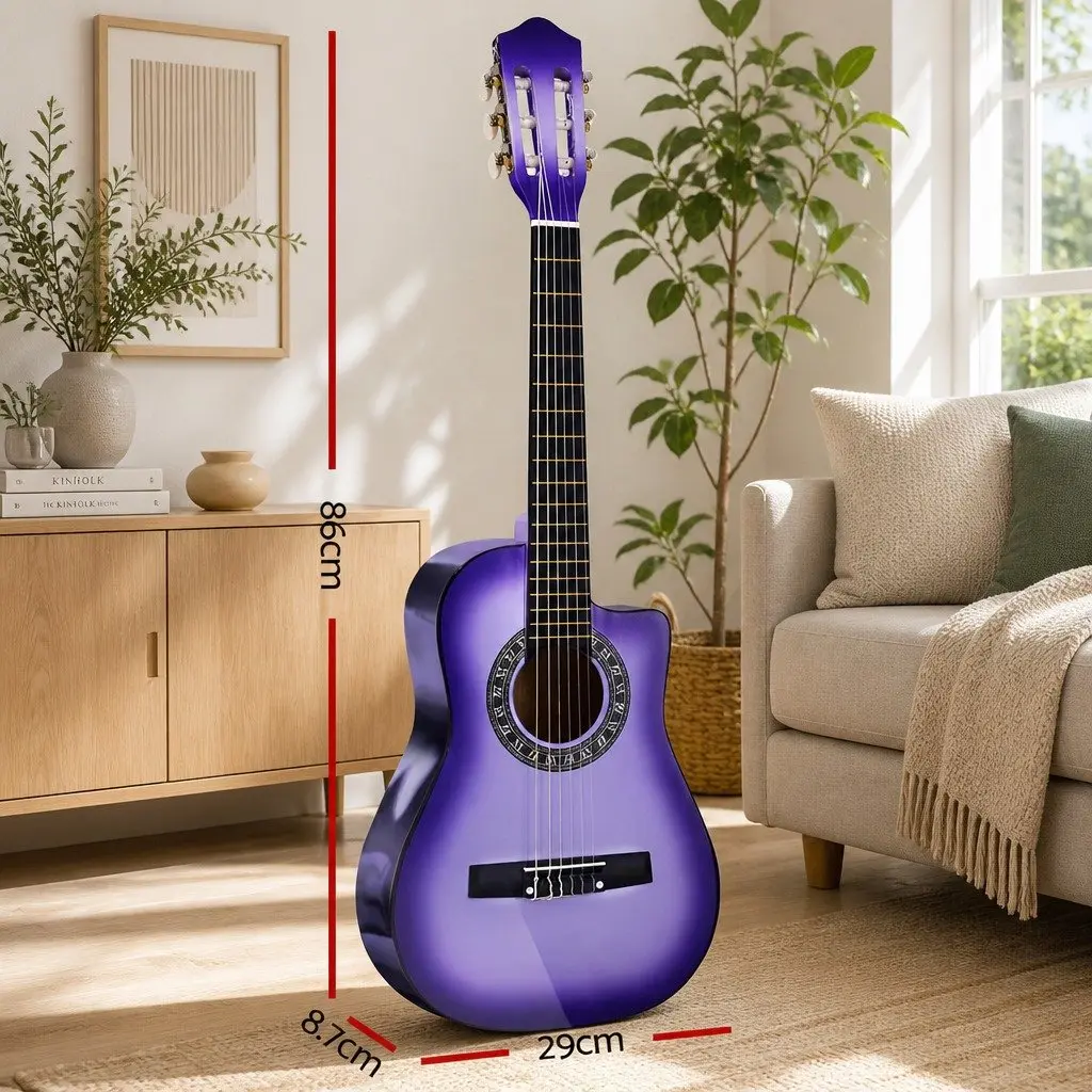 34 Inch Classical Guitar Nylon String Beginner Kids Learning Purple