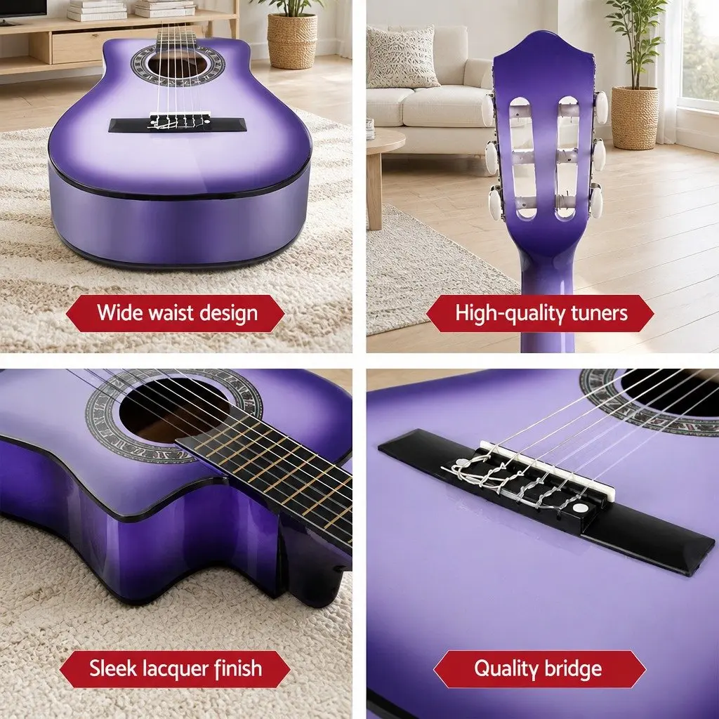 34 Inch Classical Guitar Nylon String Beginner Kids Learning Purple