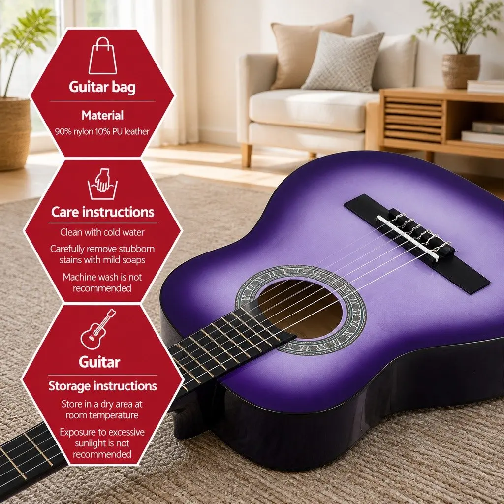 34 Inch Classical Guitar Nylon String Beginner Kids Learning Purple