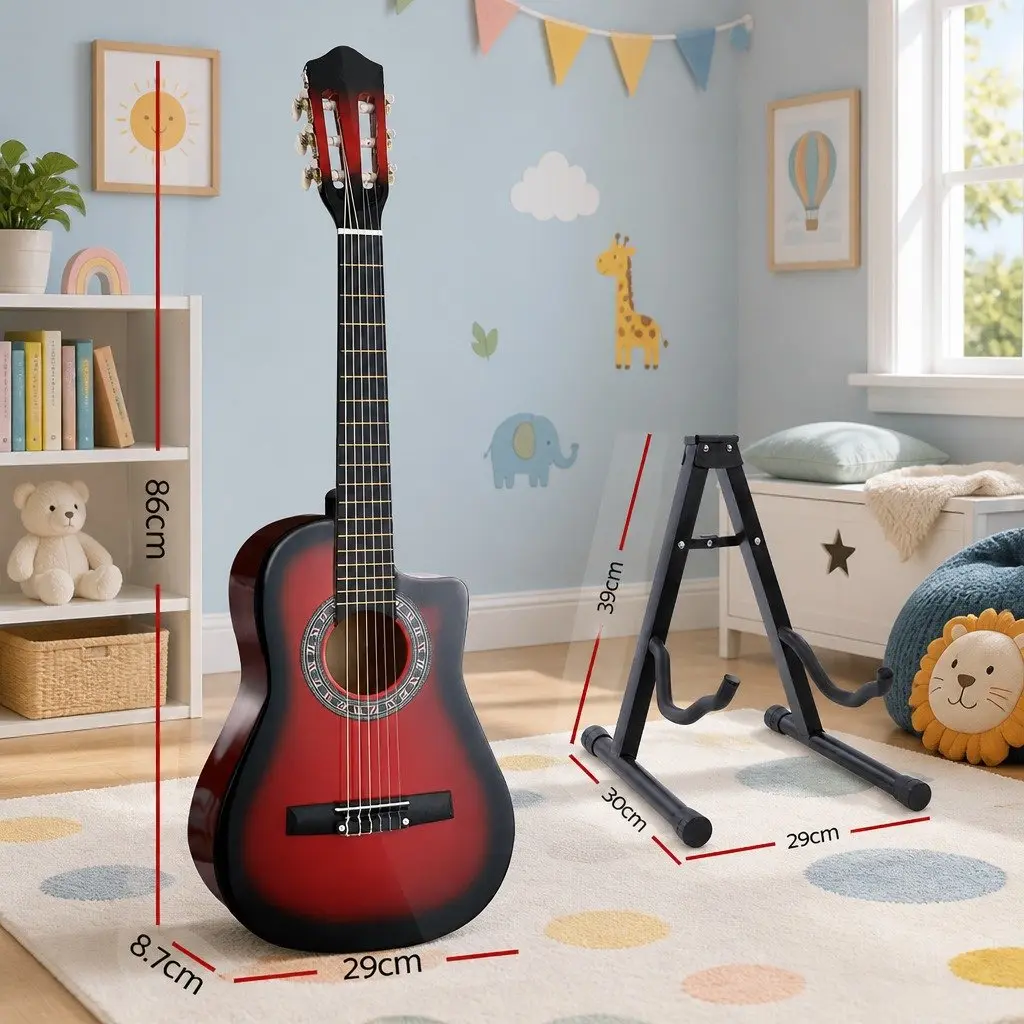 34 Inch Classical Guitar Wooden Body Nylon String Beginner Red