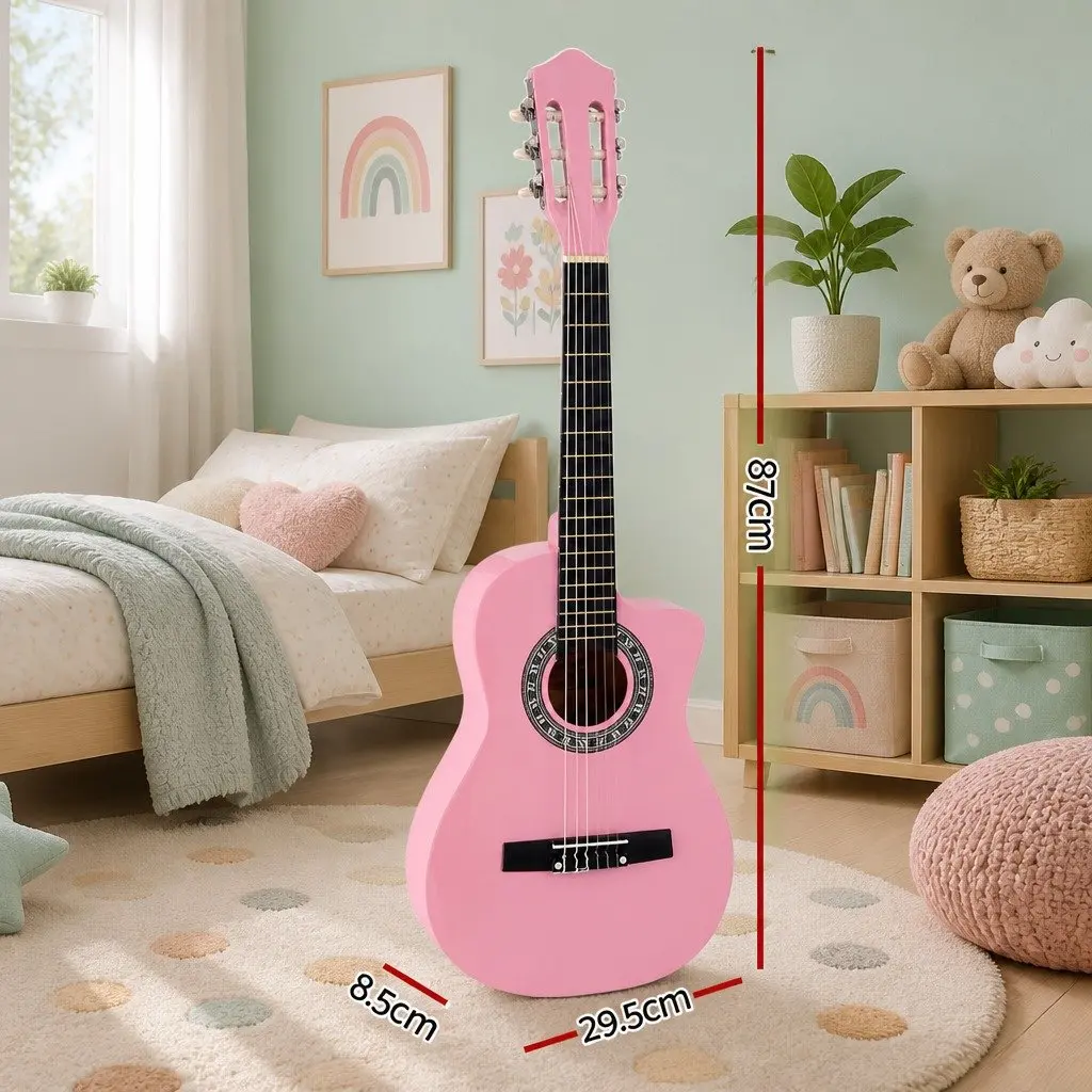 34 Inch Classical Guitar Nylon String Beginner Kids Learning Pink