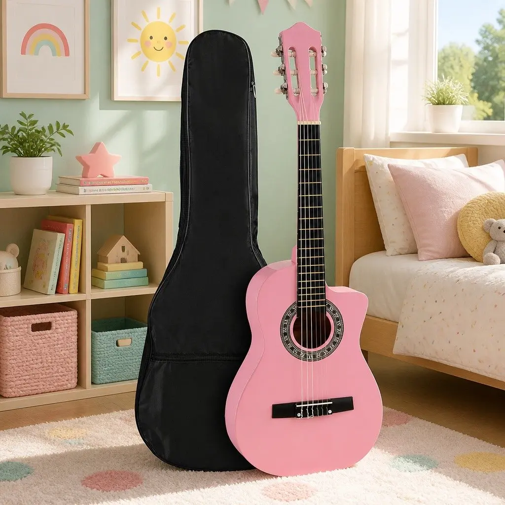 34 Inch Classical Guitar Nylon String Beginner Kids Learning Pink
