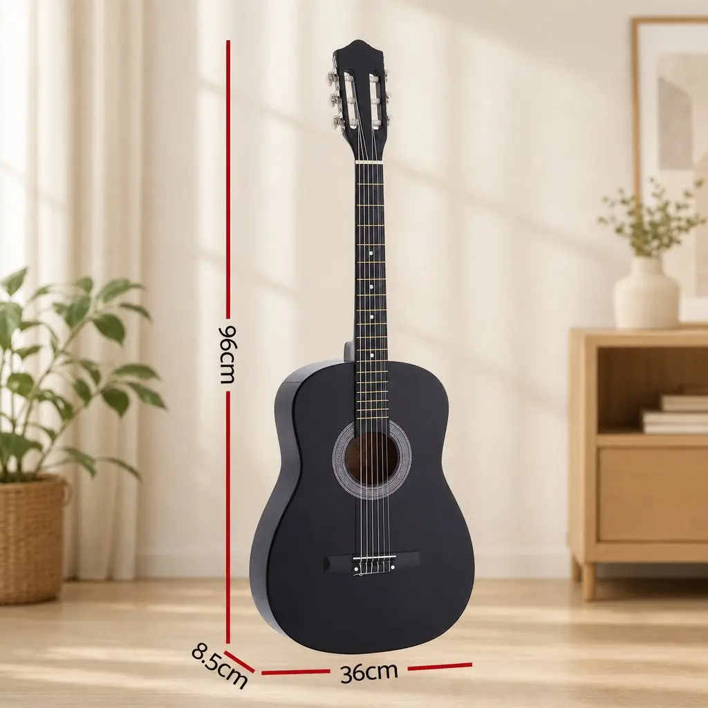 Acoustic Guitar Full Size Classical Cutaway 38 Inch Nylon String Black Gloss