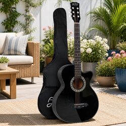 Affordable 38 Inch Black Acoustic Cutaway Guitar for Everyone