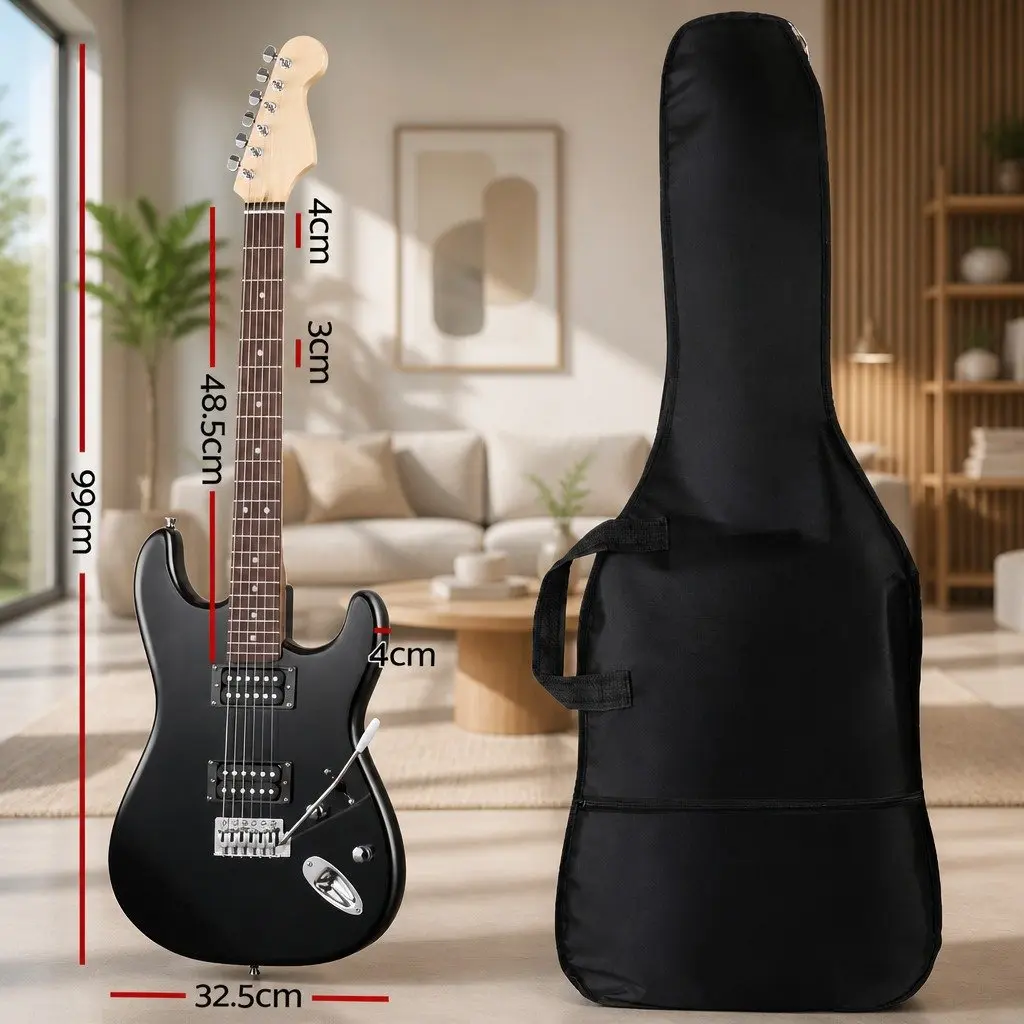 41 Inch Electric Guitar Strat Style Humbucker Pickups 3 Way Switch Black