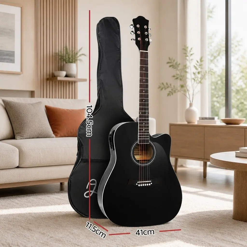 41 Inch Acoustic Guitar Cutaway 5-Band EQ Black