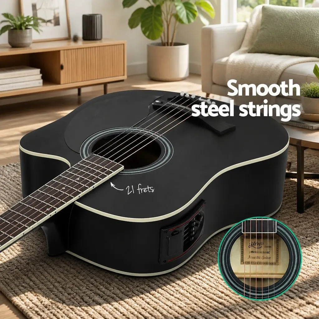41 Inch Acoustic Guitar Cutaway 5-Band EQ Black