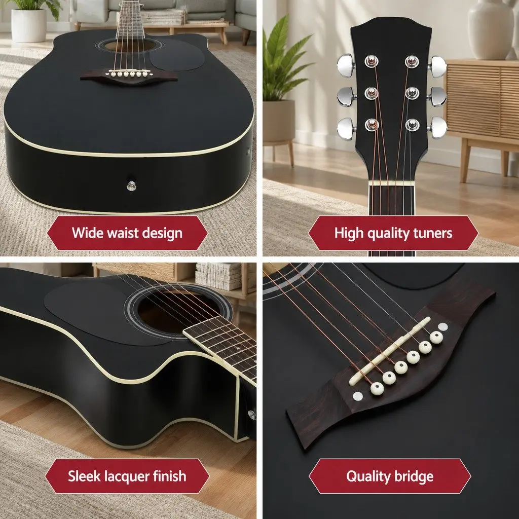 41 Inch Acoustic Guitar Cutaway 5-Band EQ Black