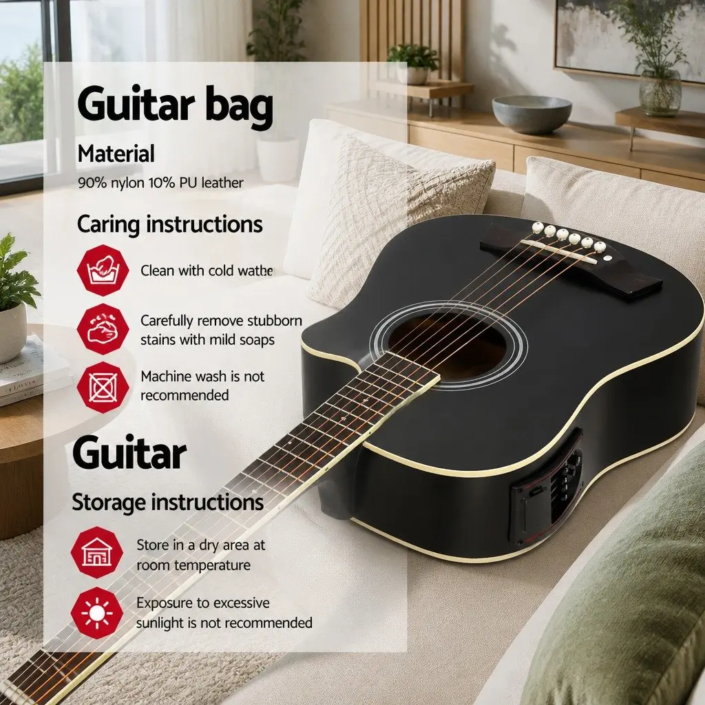 41 Inch Acoustic Guitar Cutaway 5-Band EQ Black