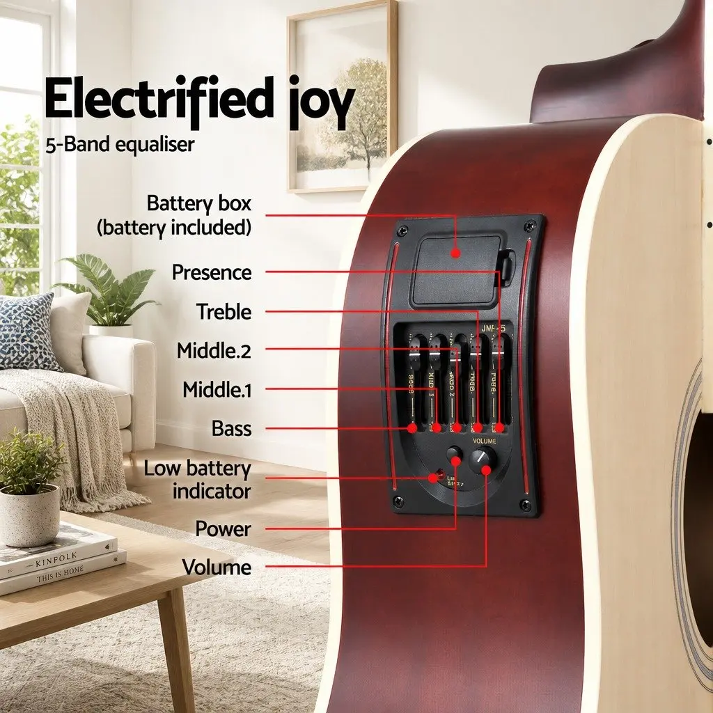 Acoustic Guitar 41 Inch 5-Band EQ Cutaway Natural Colour
