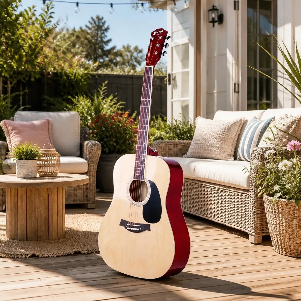 Dreadnought Acoustic Guitar 41 Inch Steel String Wooden Body Natural Finish