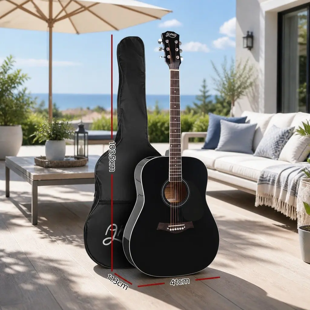 41 Inch Acoustic Cutaway Guitar Steel String Dreadnought Black