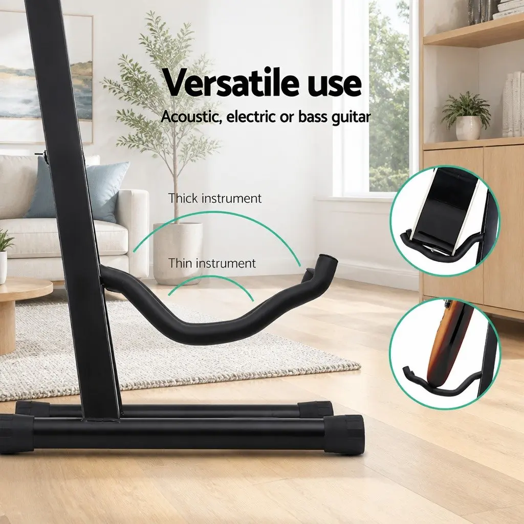Guitar Stand Folding Portable Floor Rack Holder Acoustic Electric Bass Black