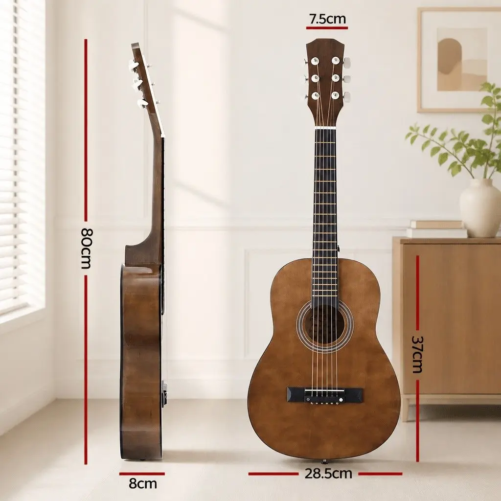 31 Inch Acoustic Guitar Steel String Portable Beginner Compact Black