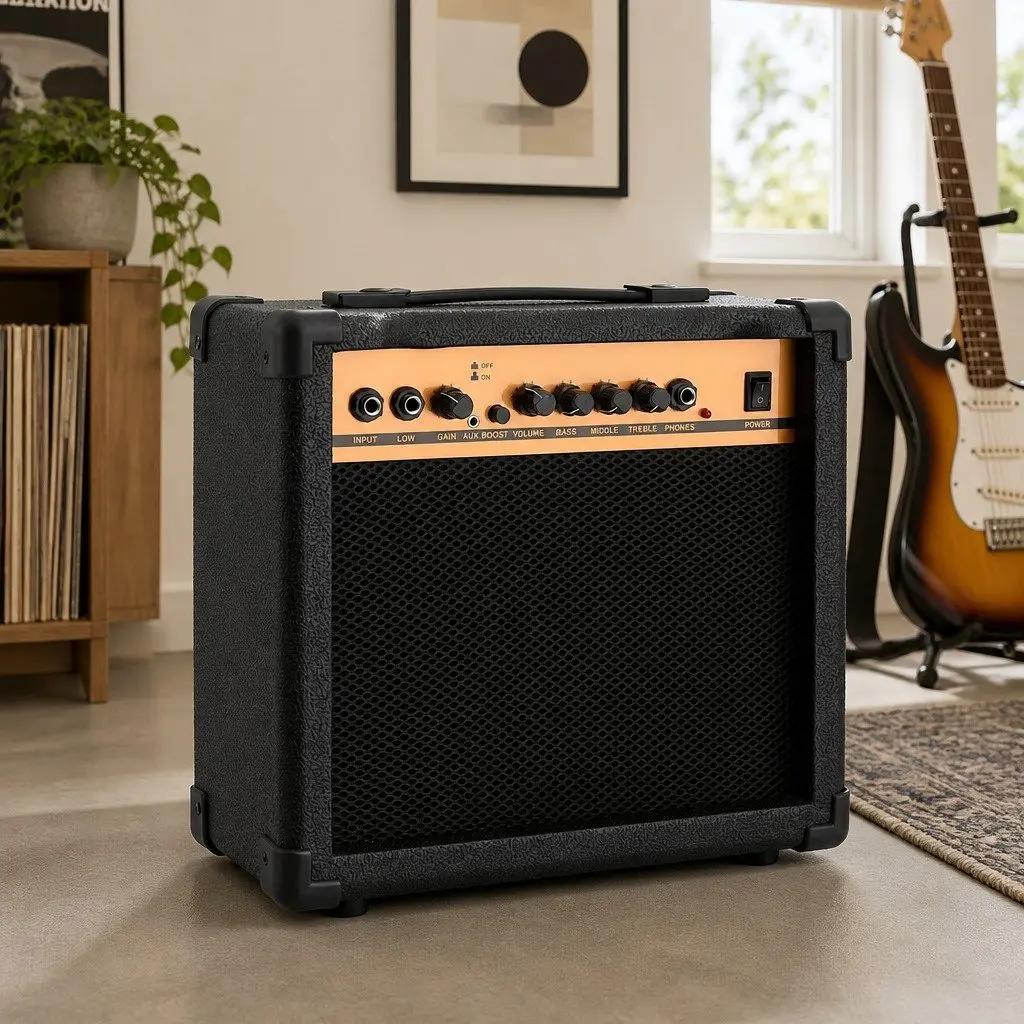 20W Guitar Amplifier Portable Practice Amp 6.5 Inch Black