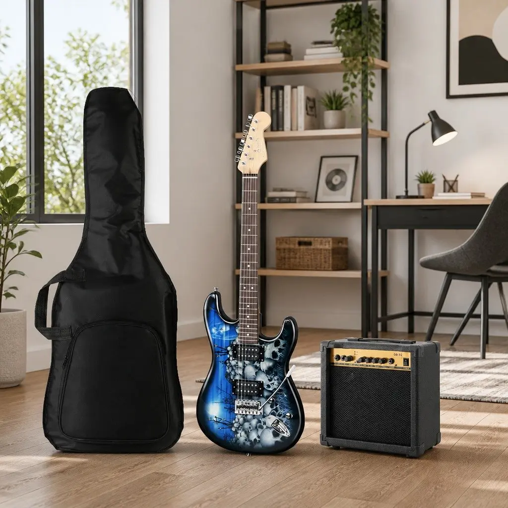 Electric Guitar Amplifier Combo Set 20W Blue Beginner Music Instrument
