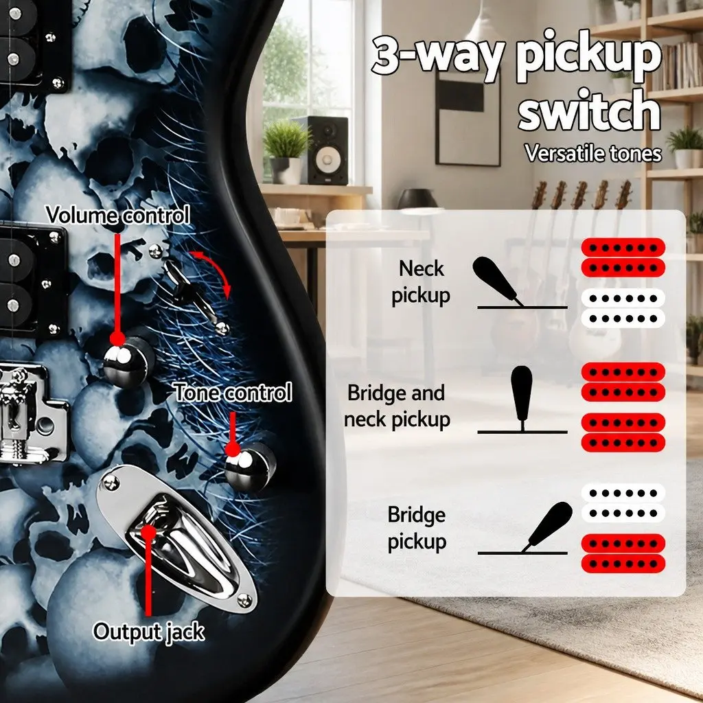 Electric Guitar Amplifier Combo Set 20W Blue Beginner Music Instrument