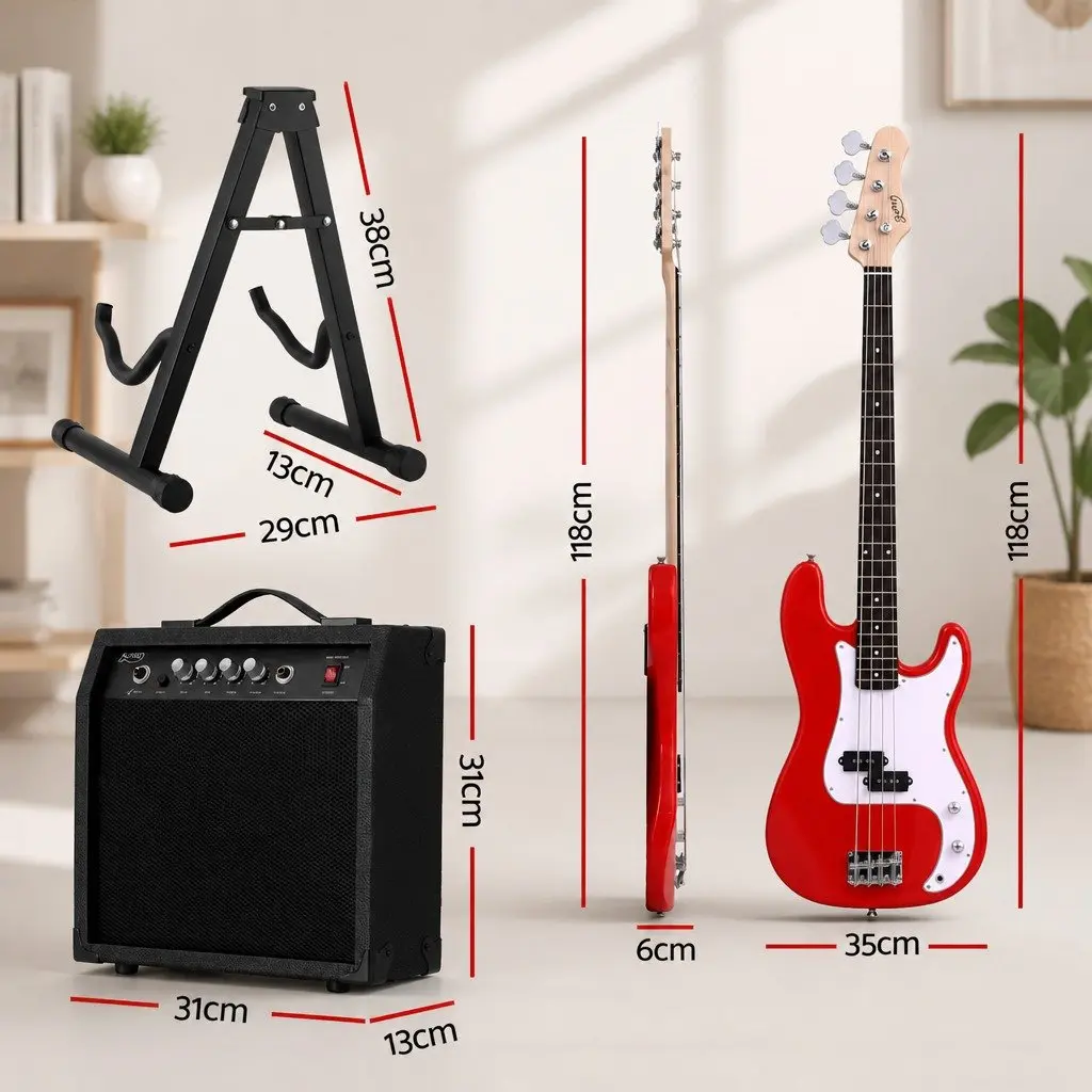 Electric Guitar Beginner Kit 47 Inch Red and White with 40W Amplifier Stand Strap Picks