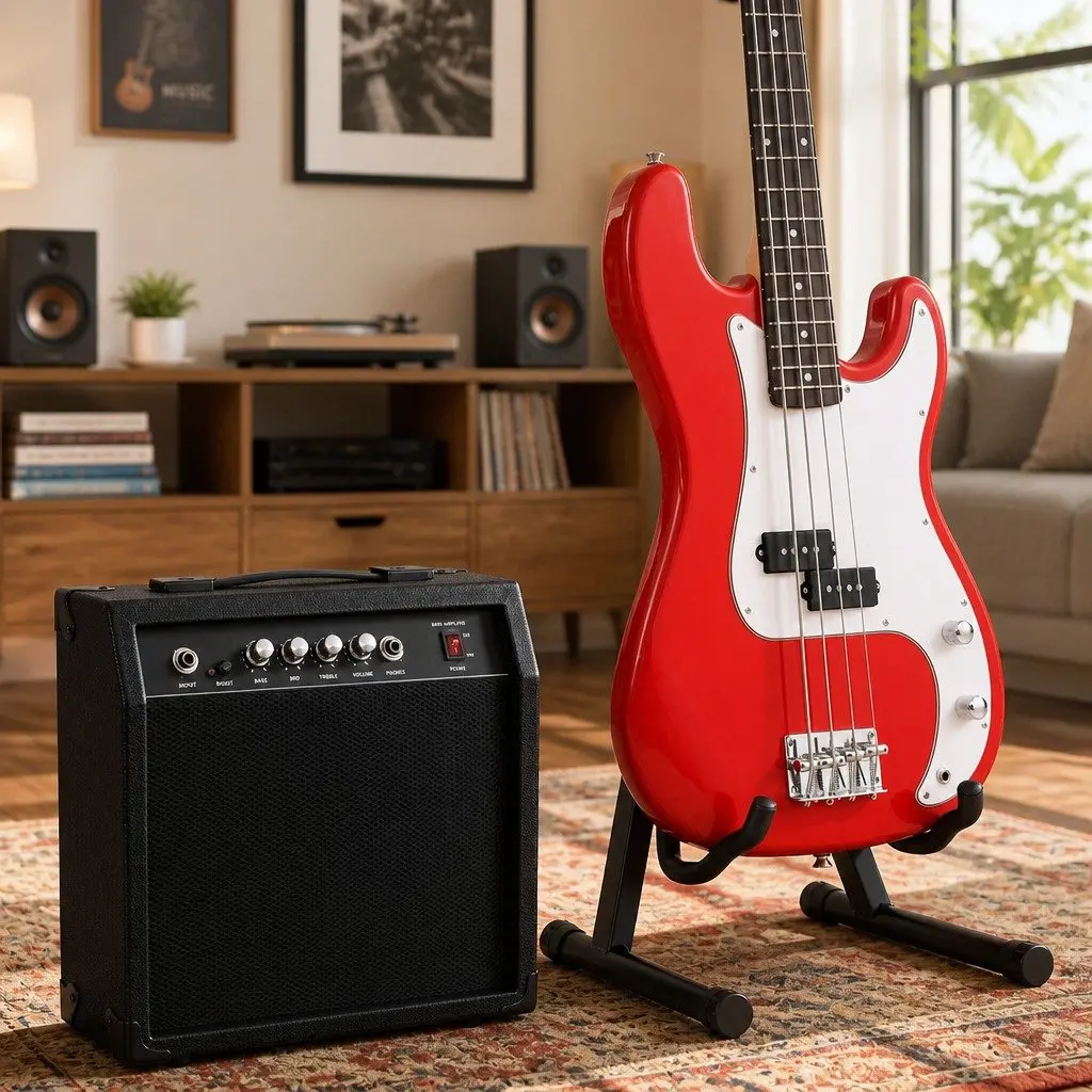 Electric Guitar Beginner Kit 47 Inch Red and White with 40W Amplifier Stand Strap Picks