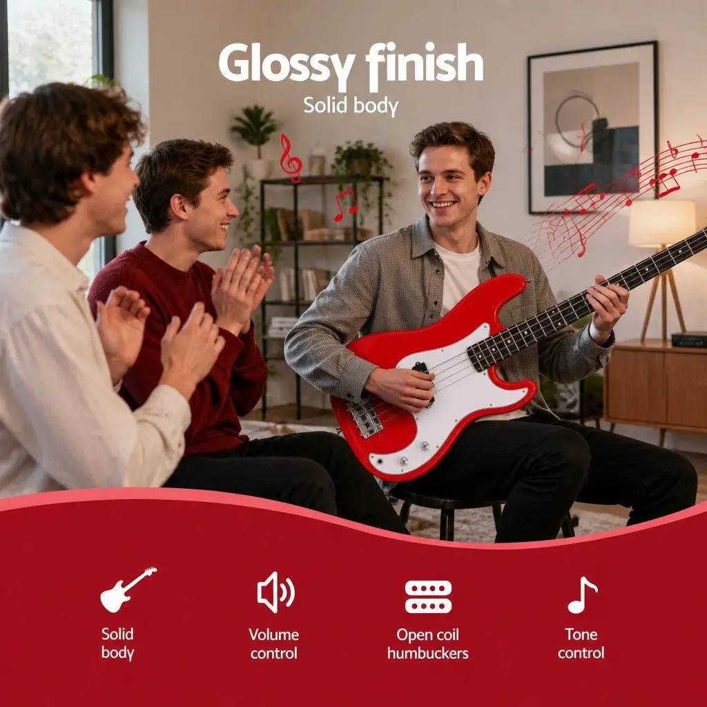 Electric Guitar Beginner Kit 47 Inch Red and White with 40W Amplifier Stand Strap Picks