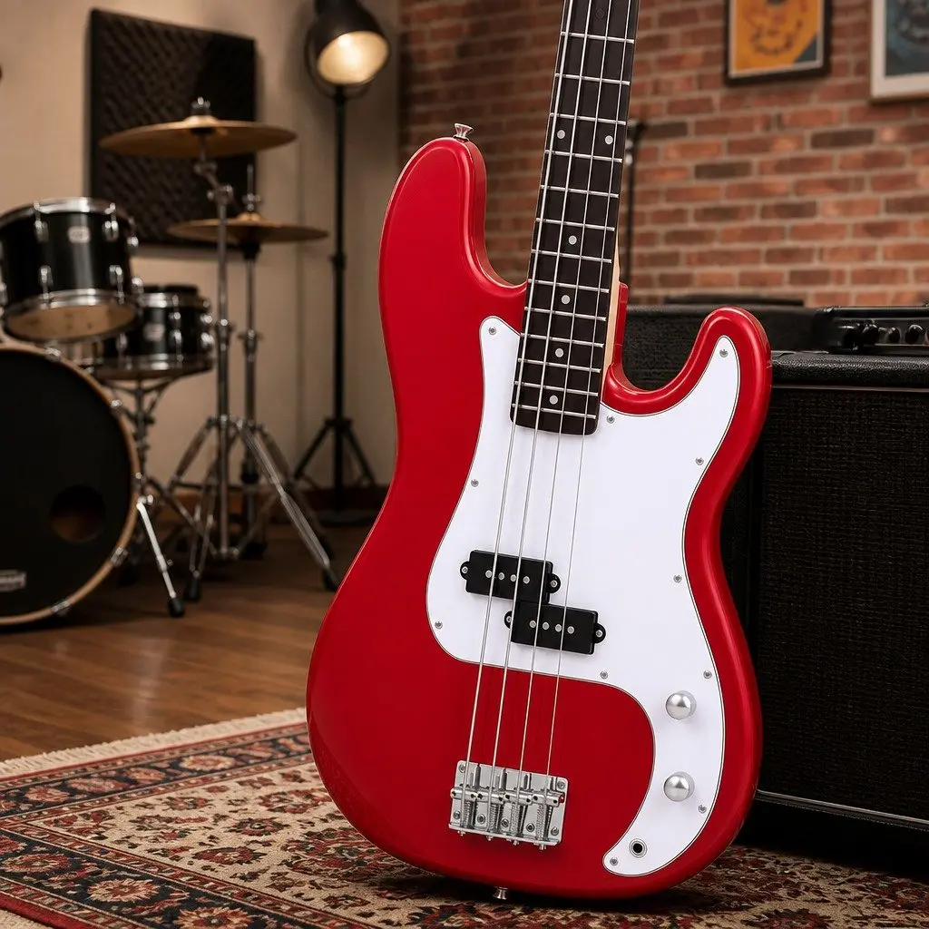 Electric Guitar Beginner 47 Inch Red Basswood Body Hard Maple Neck 21 Frets