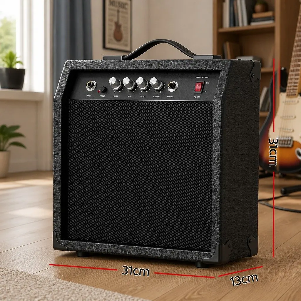 Bass Guitar Amplifier 40W Portable Practice Amp Compact Black