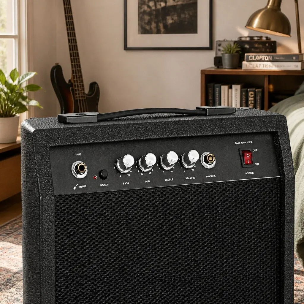 Bass Guitar Amplifier 40W Portable Practice Amp Compact Black
