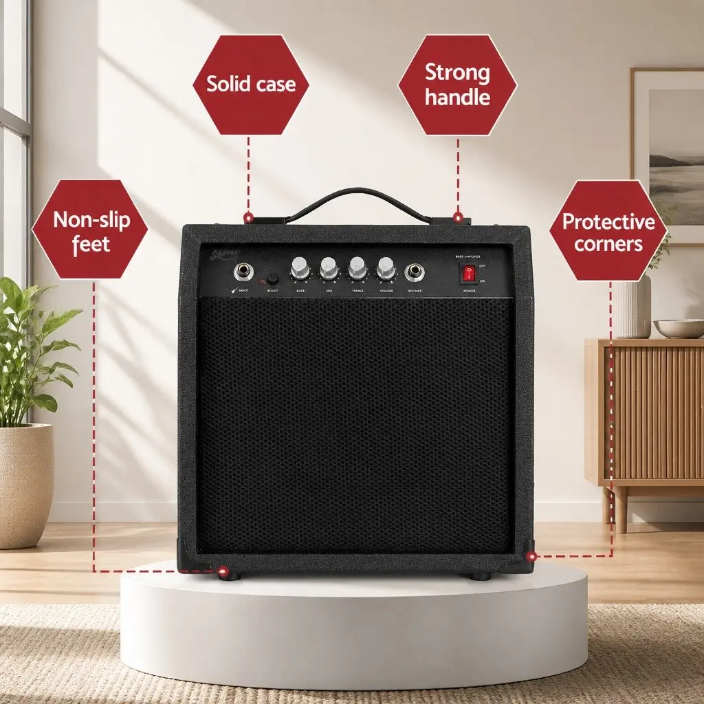 Bass Guitar Amplifier 40W Portable Practice Amp Compact Black