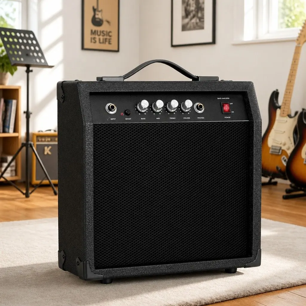 Bass Guitar Amplifier 40W Portable Practice Amp Compact Black