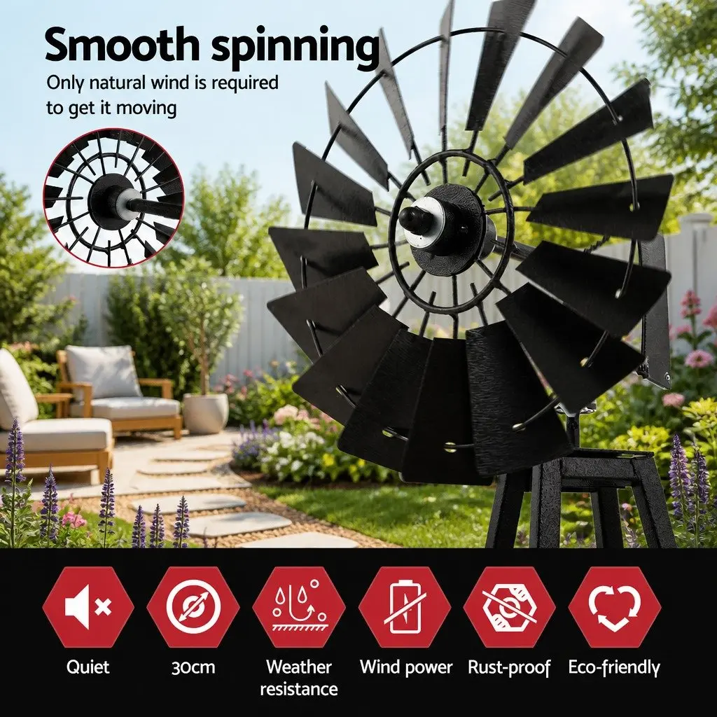 Garden Windmill Outdoor Decor 120cm Metal Bronze Trim