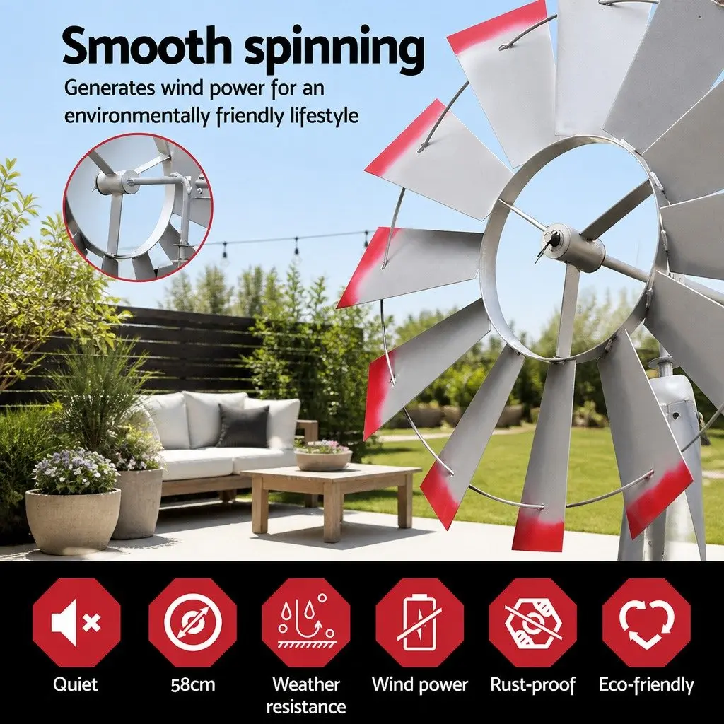 4FT Weather-Resistant Garden Windmill with Accessories