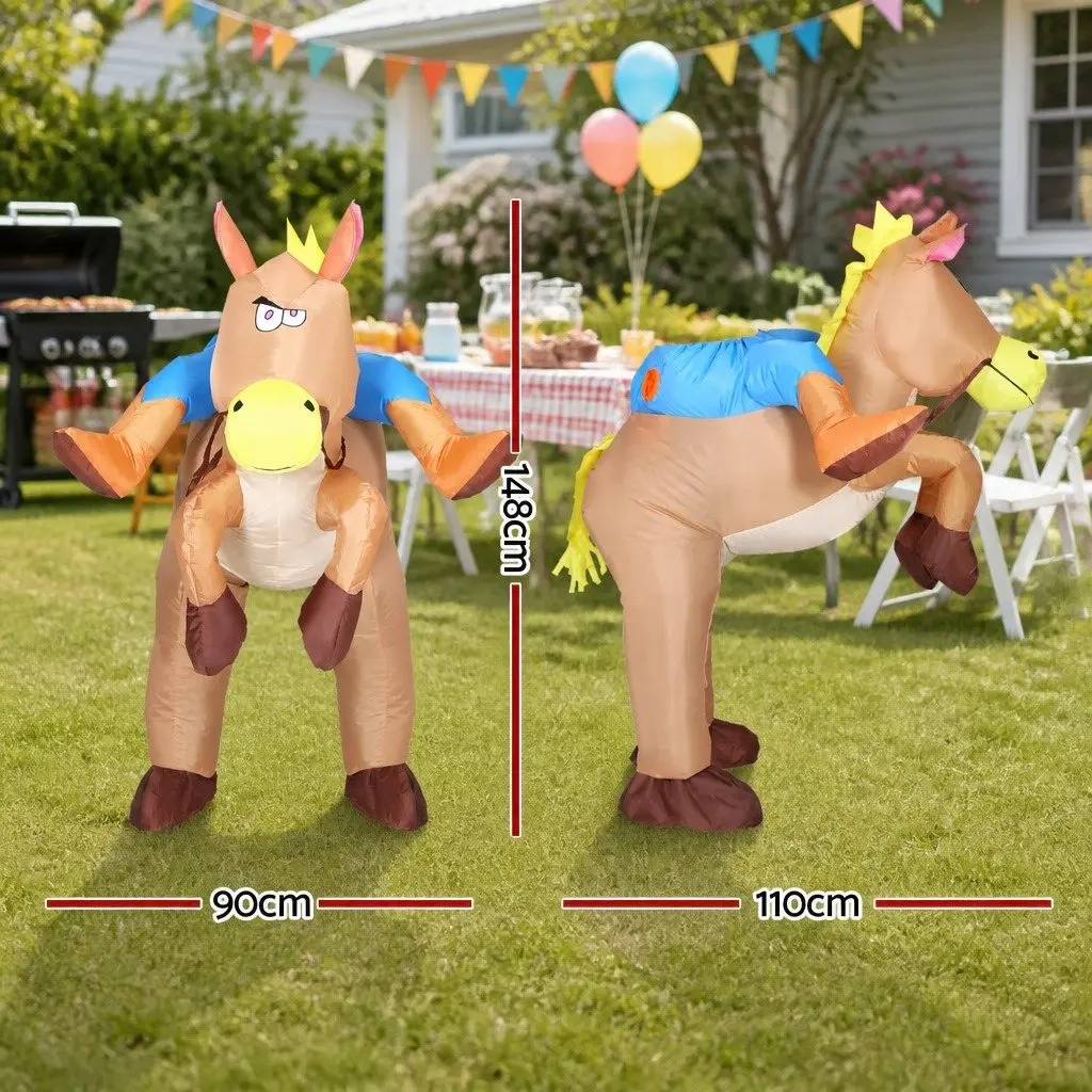 Inflatable Cowboy Costume Adult Unisex Party Fancy Dress 1.48m Brown