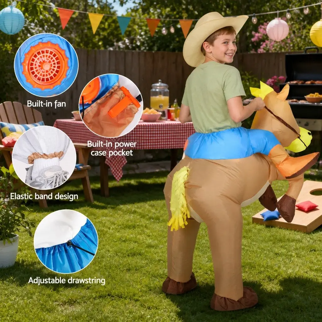 Inflatable Cowboy Costume Adult Unisex Party Fancy Dress 1.48m Brown