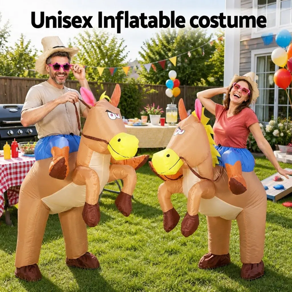 Inflatable Cowboy Costume Adult Unisex Party Fancy Dress 1.48m Brown