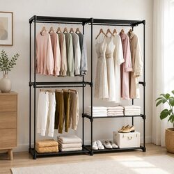 Clothes Rack Wardrobe Storage Closet 181cm Hanging Rod Shelves Display Stand