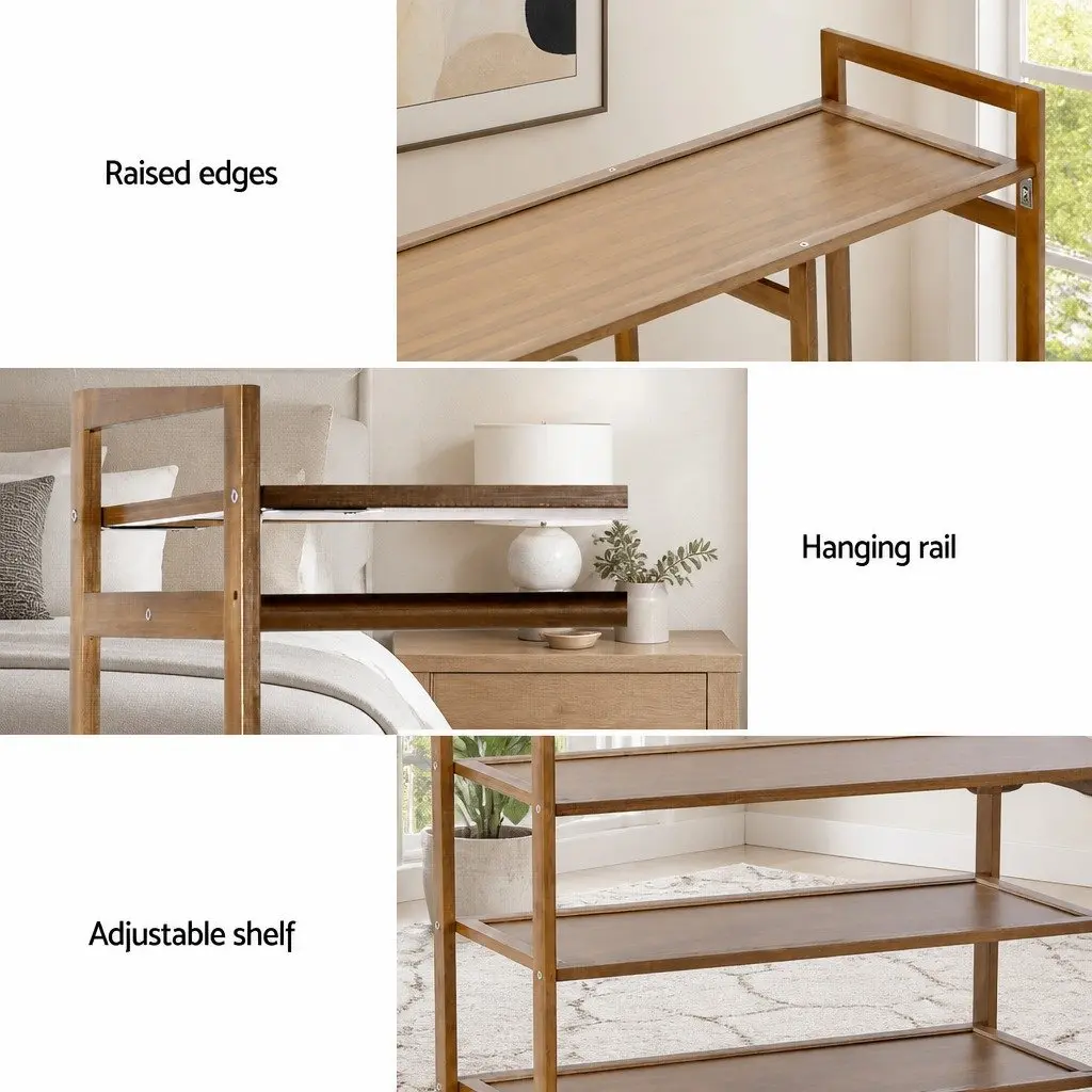Garment Rack Clothing Organizer with Adjustable Shelves and Hanging Rail White