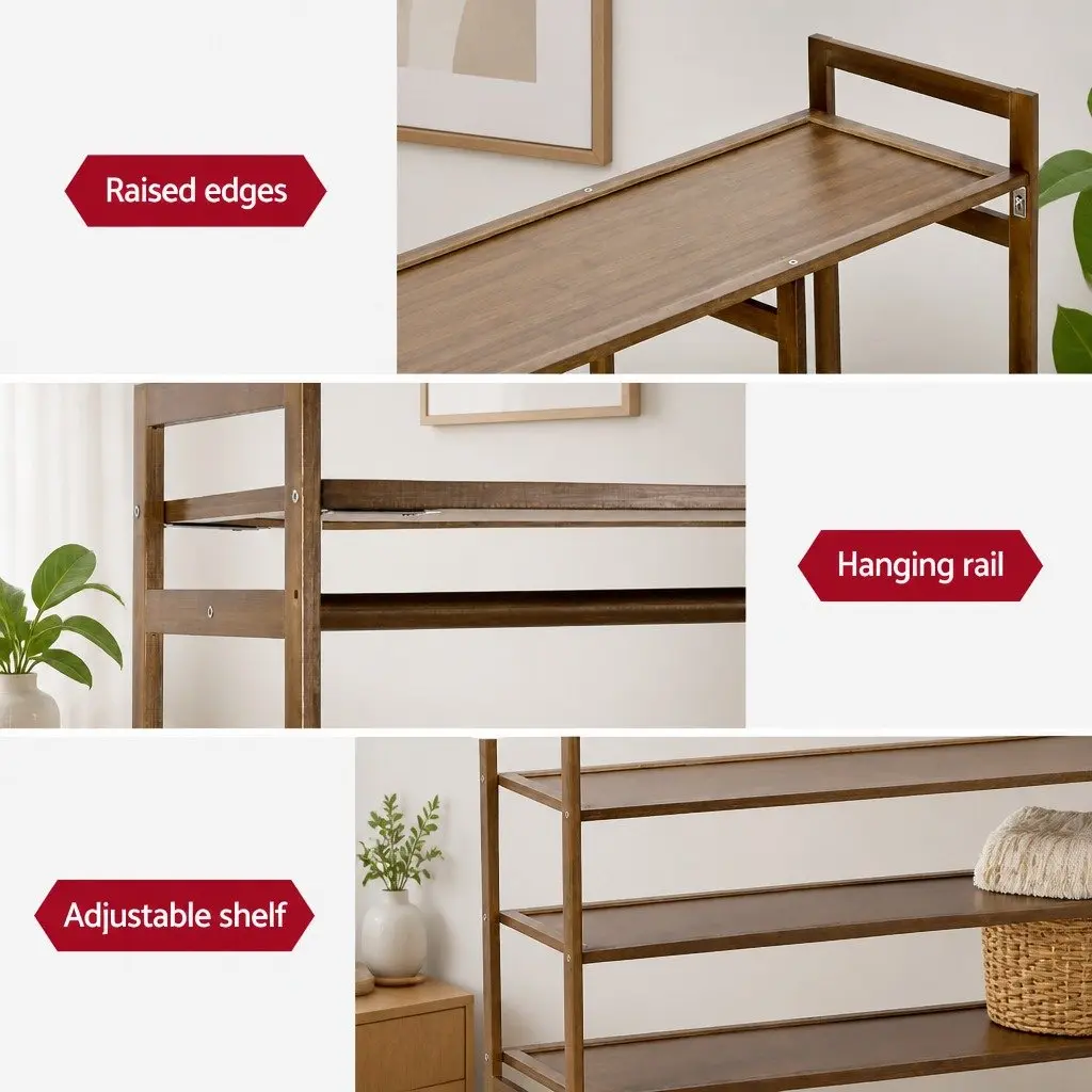 Garment Rack Clothing Organizer with Adjustable Shelves and Hanging Rail White