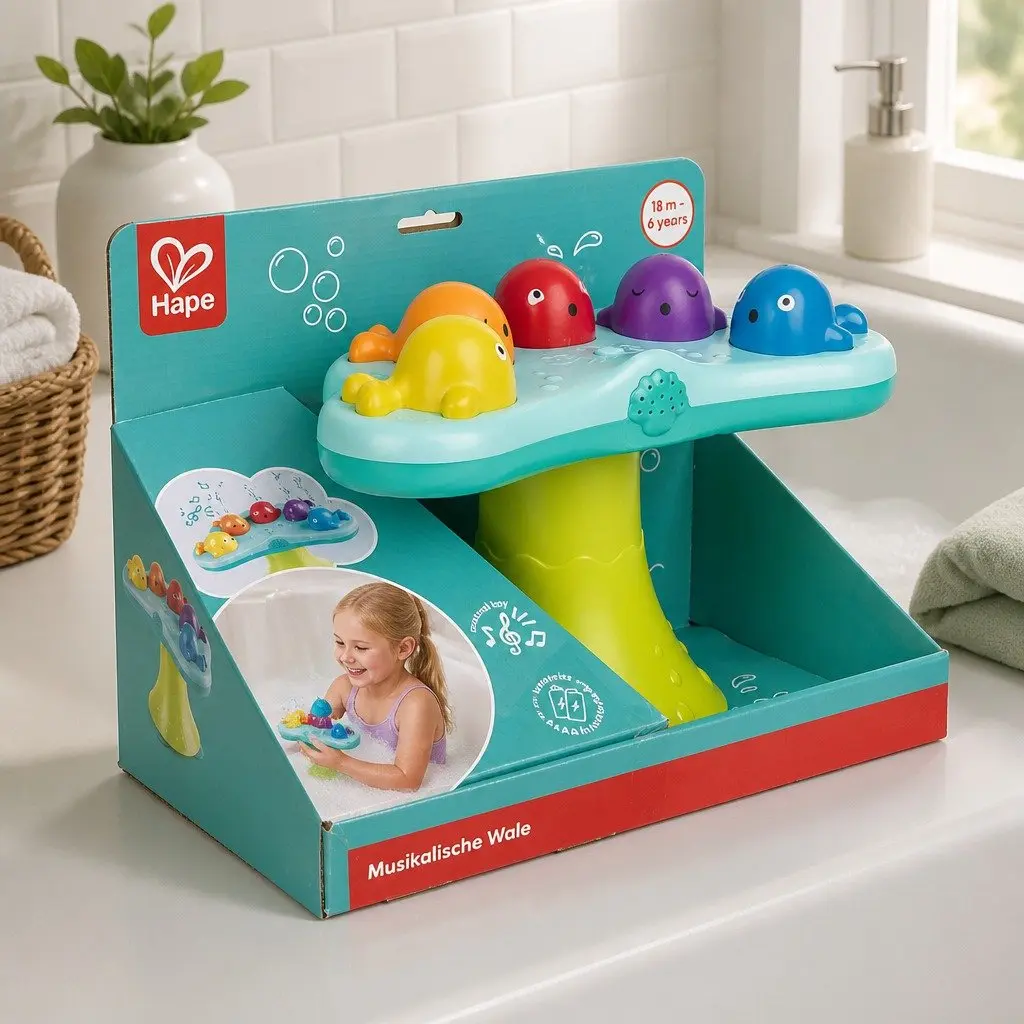 Musical Whale Fountain Bath Toy Water Spray Play Set Sensory Learning