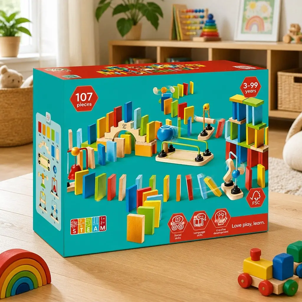 Dynamo Dominoes Set Interactive Chain Reaction Blocks 107 Piece Colorful