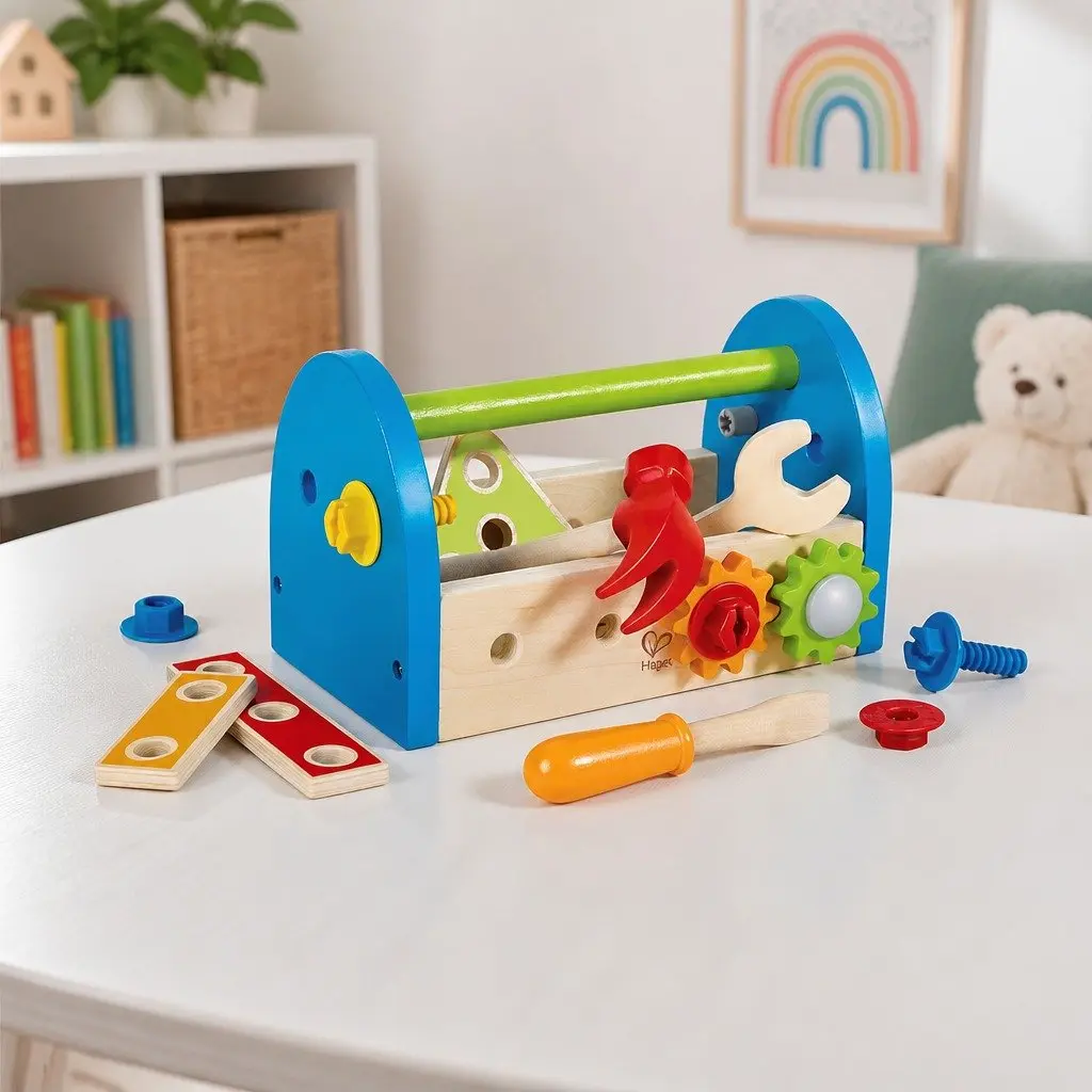 Wooden Tool Box Set Educational Building Construction Toy 17 Piece