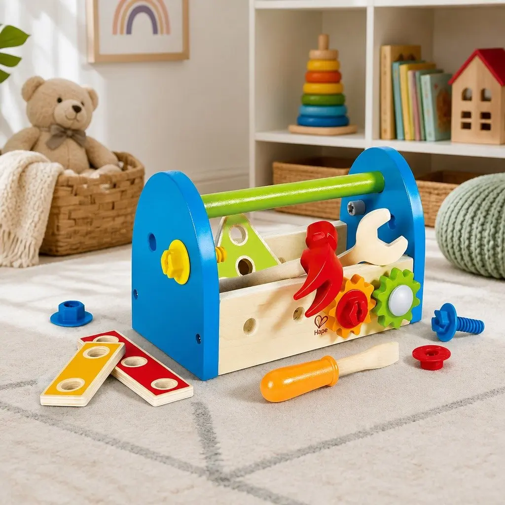 Wooden Tool Box Set Educational Building Construction Toy 17 Piece