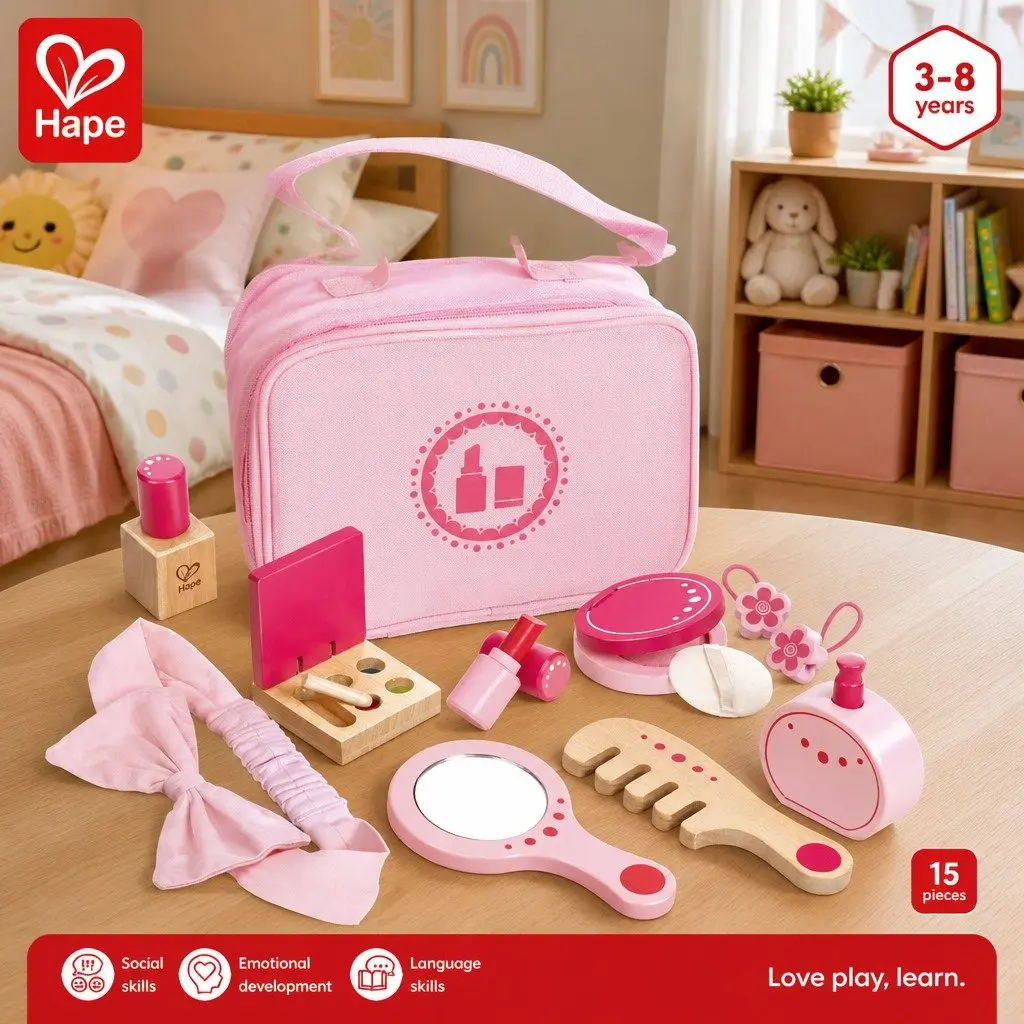 Kids Grooming Accessory Set Pretend Play 15 Piece Imaginative Role Play Colorful
