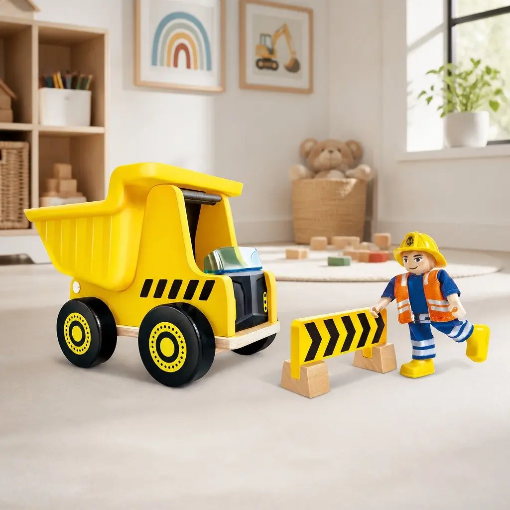 Wooden Dump Truck Toy Tilting Bed Fine Motor Skills Learning 1 Piece