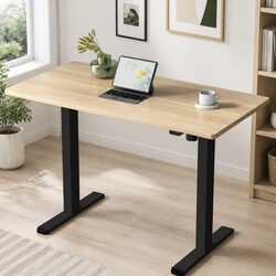 Reliable Adjustable Desk Frame with Oak Surface 140cm