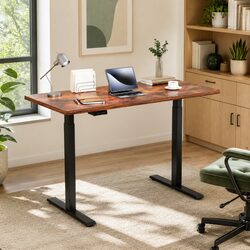 Motorised Standing Desk Dual Motor Height Adjustable Frame 140cm Rustic Brown