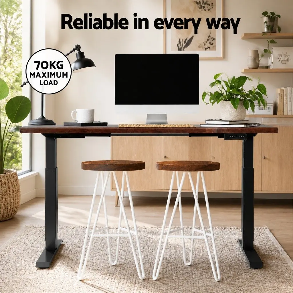 Motorised Standing Desk Dual Motor Height Adjustable Frame 140cm Rustic Brown